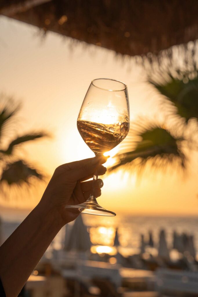 Nisos Beach Bar & Restaurant, glass of wine